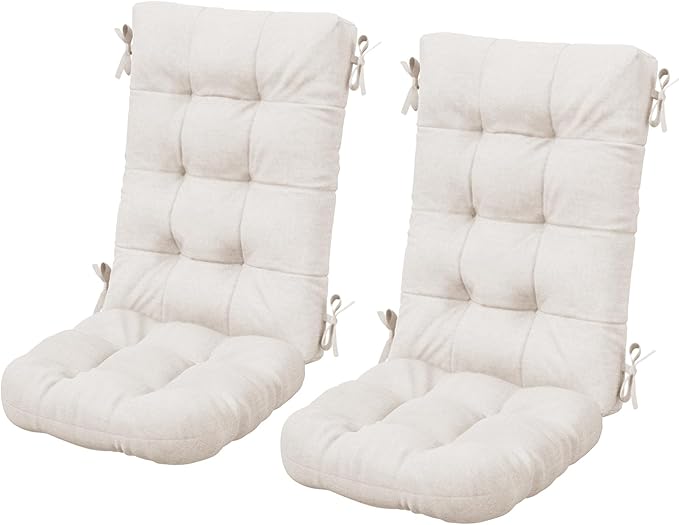 SERWALL HDPE Outdoor Rocking Chair Cushion Set of 2 Memory Foam Cushion Beige